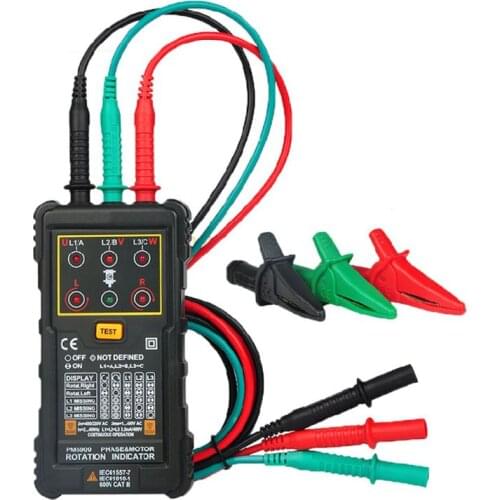 AC 120V-400V 2Hz-400Hz Three Phase Rotation Indicator Meter Phase Sequence Tester with LED Light Indicator