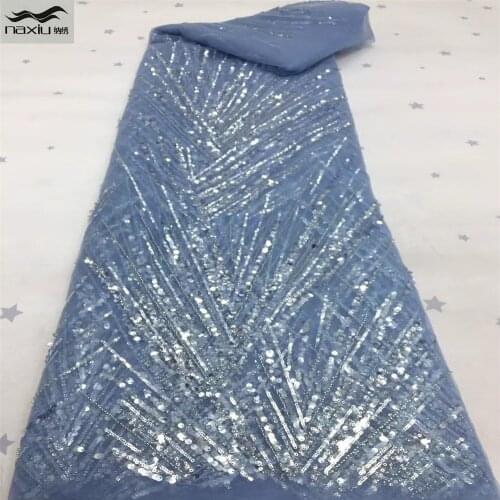 Madison African Beaded Lace Fabric 2021 High Quality Handmade Lace Nigerian Lace Fabrics French Tulle Lace Material Sewing