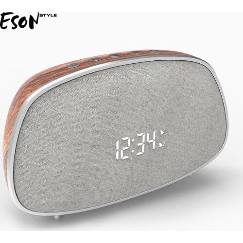 Esonstyle Retro Bluetooth Speaker Snooze Prevention Dual Alarm Clock With Digital Display Speaker Support FM Radio Loudspeaker