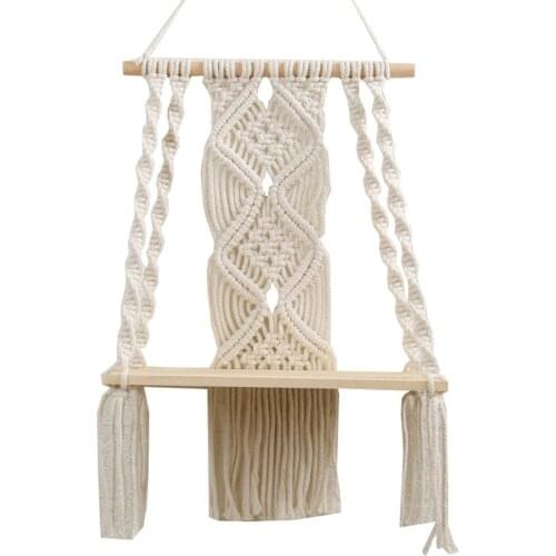 Bohemian Wall Hanging Shelf Handmade Cotton Rope Rack Plant Holder Wall Decoration For Kids Rooms Living Room Tapestry sweetie