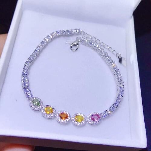 Natural color sapphire bracelet, fashionable, 925 silver novel design, womens favorite jewelry