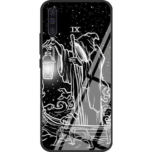 Hermit Tarot Card Grim Reaper Occult Goth Case For Samsung A72 A71 A51 A31 A50 A70 A20e A21S A12 A32 A52 Tempered Glass Cover