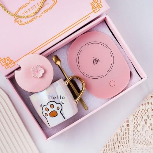 Charm Mugs Coffee Cups Ceramic Creative Classic Personalized Gift Spoon Fashion with Lid Taza Personalizada Cute Mugs BD50MS