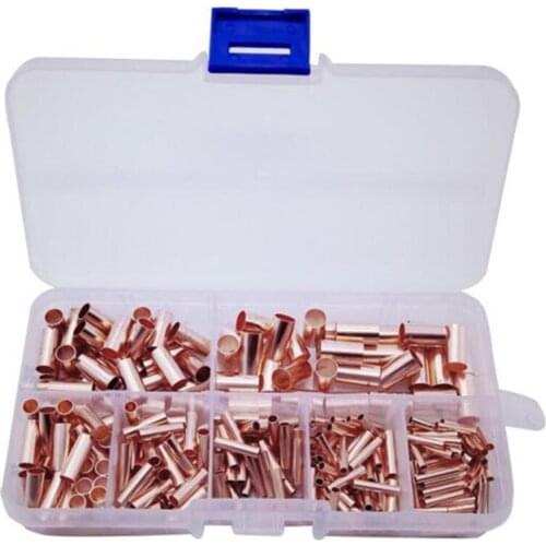 Hot 250Pcs Small Copper Tube Combination Connecting Tube Boxed Capillary Cropper Hole Connecting Pile Fitting Hardwares