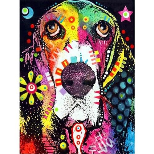 Oil Color Cartoon Floral Dog Diamond Painting Round Full Drill Nouveaute DIY Mosaic Embroidery 5D Cross Stitch Animal Picture