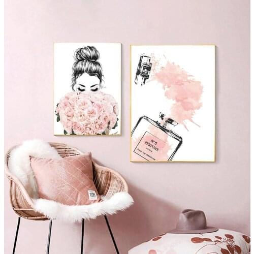 Fashion perfume lips girl diamond painting art flower rhinestone embroidery fashion wall picture mall beauty room decoration