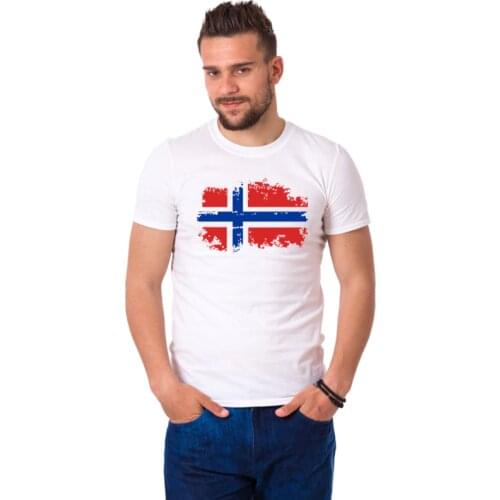 BLWHSA Fashion European Norway National Flag Design T shirts For Men 100% Cotton Short Top & Tee Nostalgic Amazing T-shirt Men