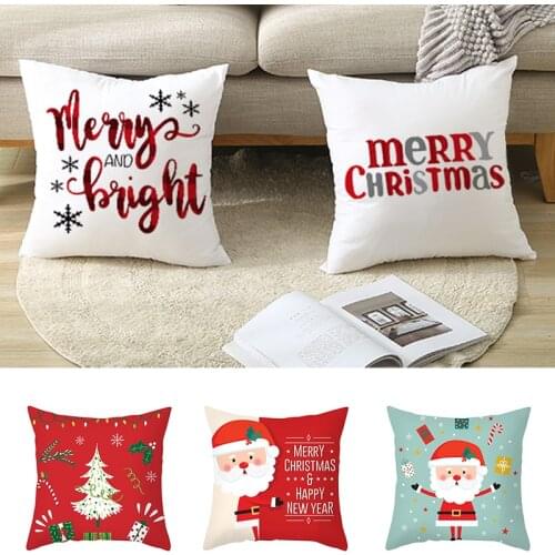 2021 New Pillowcase Snowman Print Christmas Tree Cushion Cover Family New Year Decoration Pillow Case Merry Christmas 45x45cm