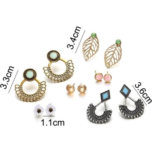 New Fashion Womens Jewelry Wholesale Girls Birthday Party Pink Ear Studs Set Mashup 6 Pairs /set Earrings Drop shipping