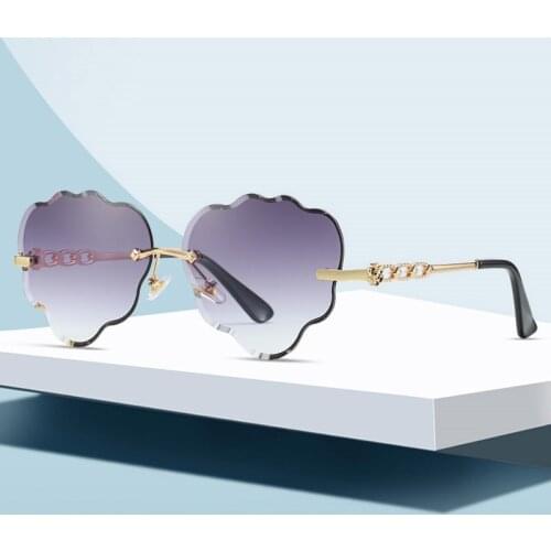 2020 Ladies Retro Fashion Hexagon Sunglasses Women Gradient Shades Cutting Lens Girls Frameless Metal Frames Eyeglasses UV400