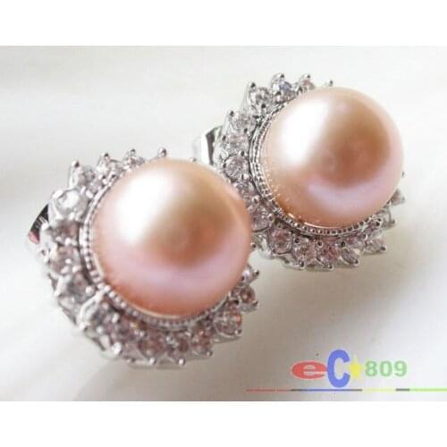 Huge natural south sea pink pearl earrings