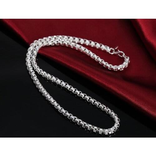 925 Silver 5MM 20/24 Inches Box Chain Necklaces For Women Men Fashion Jewelry