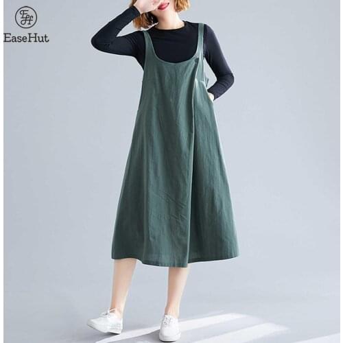 Summer Women Cotton Linen Dress Pockets A Line Casual Loose Overall Dresses Sundress Sleeveless Robe Femme Tunics Vestidos