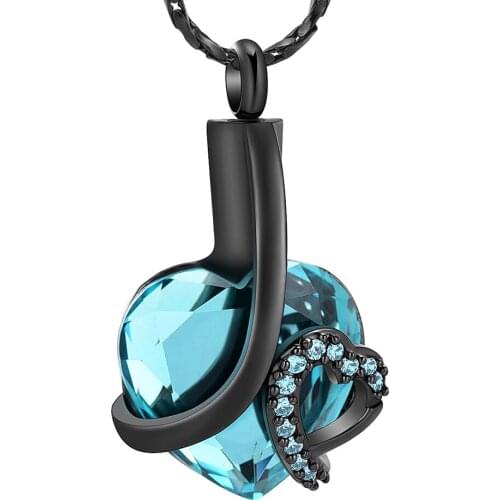 Blue Heart Cremation Jewelry Urn Necklaces for Ashes Crystal Cremation Urn Pendant Keepsake Memorial Jewelry for Human Pet