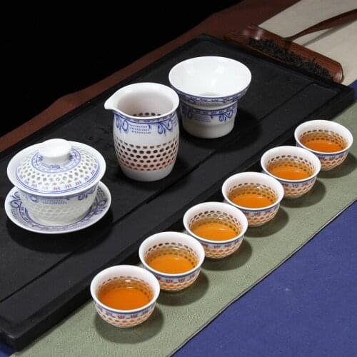 Factory direct sales luck again and again bowl (large) Kung Fu tea set gift box wholesale