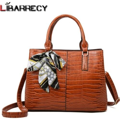 Luxury Handbags Women Bags Designer 2020 Fashion Scarves Shoulder Crossbody Bags Female Crocodile Pattern Leather Totes Bags Sac