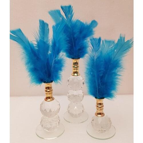 Arose Blue Feather Decor Triple Gold color agızlıklı