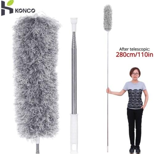 Feather Duster,Microfiber Duster Dusting Brush with Extendable Pole Washable Duster Head for Interior Roof,Ceiling Fan