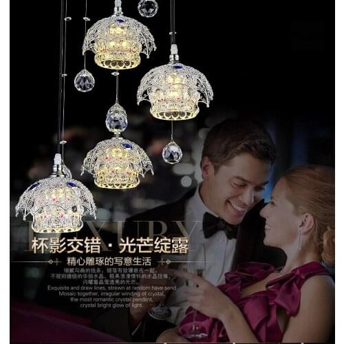 Modern K9 Crystal pendant lamp LED night-lighting pendant light Dining room bulb Adjustable color temperature LED Glass pendant