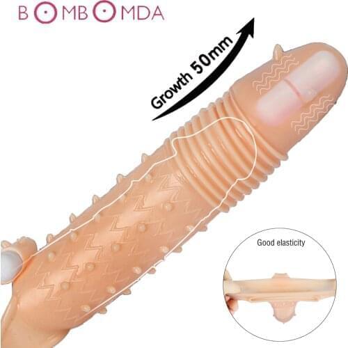 Vibrator For Men Penis Enlargement Condoms For Men Reusable Penis Sleeve Extender Dildo Enhancer Sleeves For Adult Intimate Good