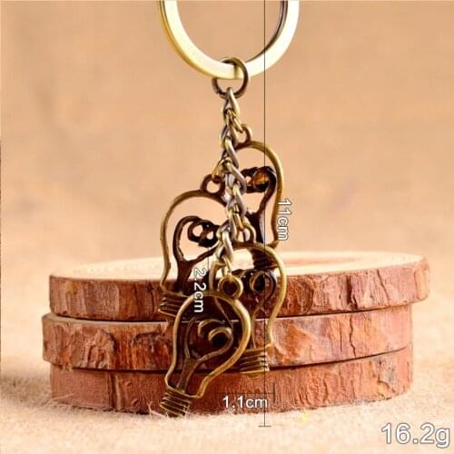 Vintage Antique Bronze Zinc Alloy Metal Chain Diy 3D New Design Bulb Keychain Model Accessory Light Lamp Hoder key Souvenir Gift