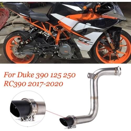 Slip-on for Duke 390 125 250 RC390 2017-2020 Muffler Motorcycle Middle Exhaust Pipe Delete Catalyst Stainless Steel Black