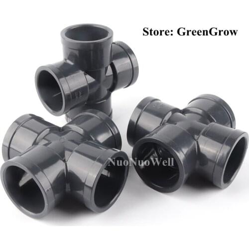 1pc I.D 20~50mm UPVC Cross Connector Garden Irrigation PVC Tube 4-Ways Joints Water Pipe Connectors Aquarium Fish Tank DIY Tools
