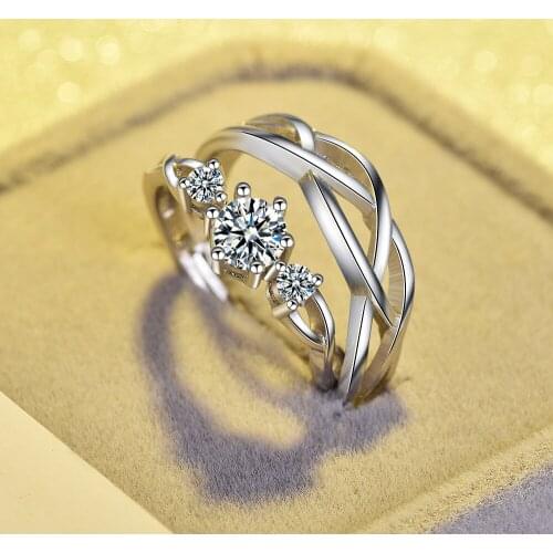 2020 New Fashion Engagement Rings Set AAA Zirconia Couples Ring Adjustable Wedding Band Jewelry Accessories Bague Femme