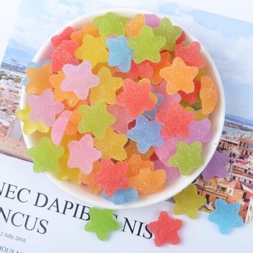 30Pcs Artificial Soft Candy Heart/Stars Resin Patch Basteln DIY Craft Supplies Cute Girl Hairpin Accessories Ornaments Materials
