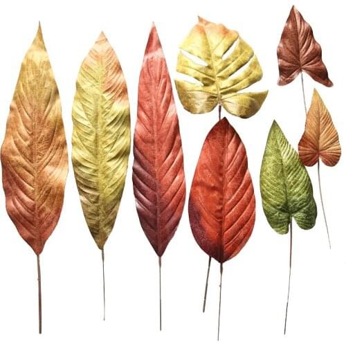 5 Pcs/Lot Artificial Plants Crack cloth leaves autumn leaves artificial flowers home decoration wedding fake plants Leaf