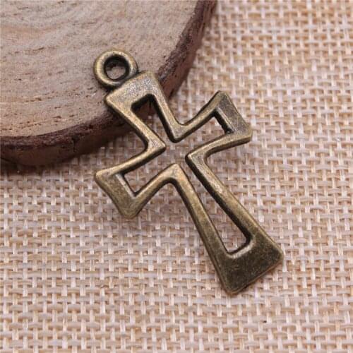 Free shipping 23pcs 38x22mm antique bronze cross charms diy retro jewelry fit Earring keychain hair card pendant accessories