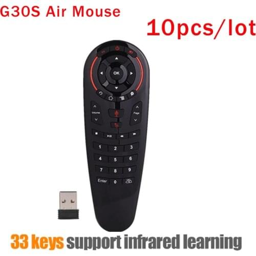 10pcs/lot G30 2.4G Wireless Air Mouse Gyro Sensing 33 Keys IR Learning Voice Remote control IR learning for X96 mini X96 MAX PC