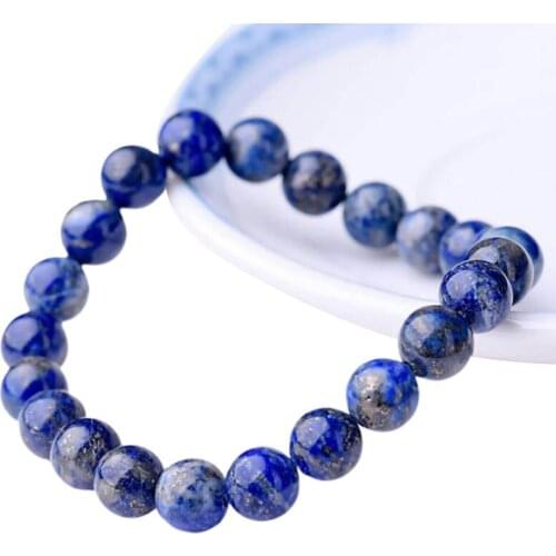 8mm Lapis Lazuli Beads Bracelets Unisex Elastic Bangle Natural Stone Round Beads Bracelet For Men Women Jewelry Gifts