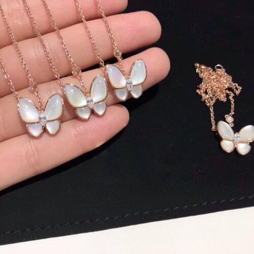Luxury Beauty Crystal Butterfly Necklace for Women Original Quality Clavicle Chain Pendants Necklaces Fashion Brand Jewelry Z403