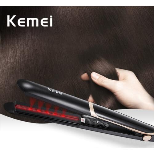 Kemei Hair Straightener Infrared Digital Straightening Irons Flat Iron Hair Curling Splint Ion Fast Heat Thermostatic Tools 45D