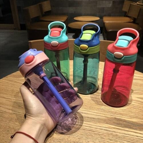 Sippy Cup for Children Simple Portable Solid Color Water Bottle with Lid Straw Pop Cap Design Durable Outdoor Sports Coffee Cup