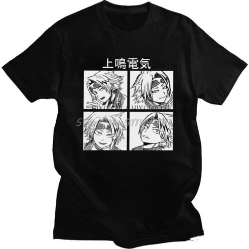 Handsome Denki Kaminari My Hero Academia T Shirt Men Short Sleeved Cotton T-shirt Casual Japanese Anime Manga Tee Graphic Tshirt
