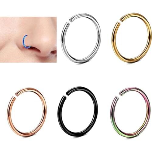 2PCS/Lot Stainless Steel Round Thin Nose Rings & Studs for Women Girls 6mm 8mm 10mm Men Body Hole Piercing Jewelry No Allergies