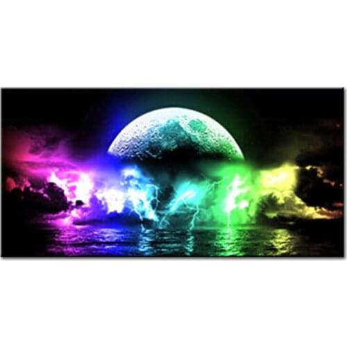 Moon night Seascape diamond painting full display 5d diamond embroidery Round square rhinestones painting mosaic icons artZP-257