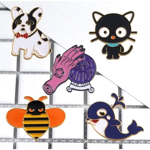 Cute Cartoon Small Animal Brooch Metal Enamel Kitten Puppy Pet Pin Badge Ladies Bag Lapel Clothes Ornaments Christmas Gifts