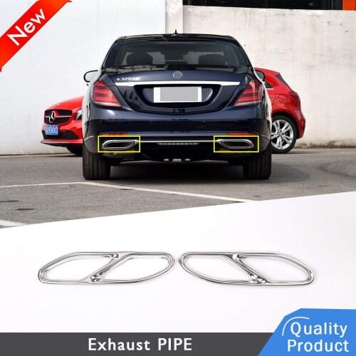 For Mercedes Benz S Class W222 2018 2019 Car Stainless Steel Chrome Exhaust Tailpipe Cover Trim
