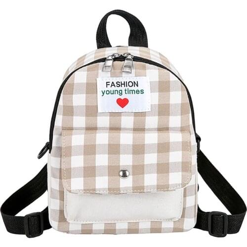 New Womens Portable Backpack Casual Wild Contrast Plaid Travel Backpack Contrast Color Cute Female Backpack Travel Bag#G30