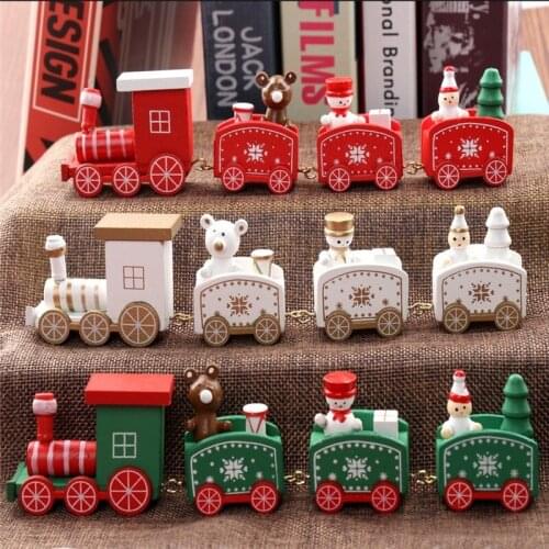 New Christmas Train Painted Wood toys for kid navidad Decoration new Christmas ornament year Santa/bear Xmas with Gift Home gift
