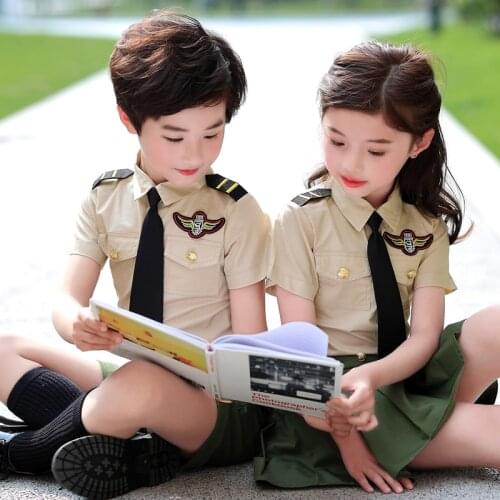 Kindergarten clothing summer school pupils school uniform military training performance boys and girls childrens suit uniforms