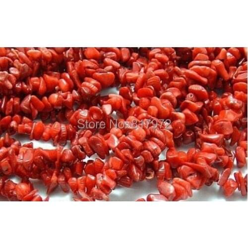 Wholesale 5-7mm Bead Length 80cm 32inch Strand Natural Red Coral Chip Beads Sea Bamboo Loose Bead Charm