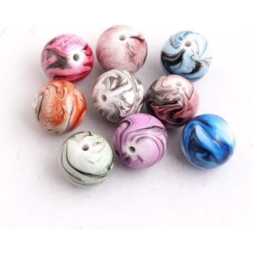 OYKZA New Fashion Jewelry Acrylic Round Colorful Painted Beads for kids Chunky Bracelet Necklace Making 20mm 100pcsa lot