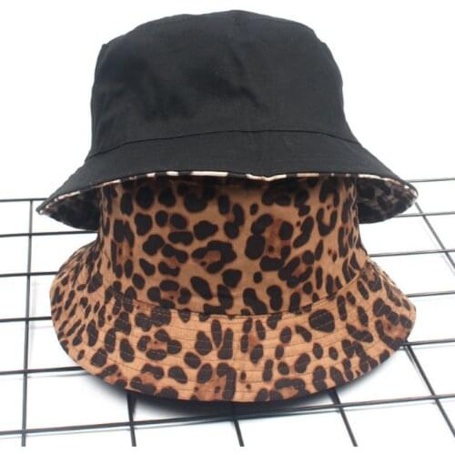 Leopard reversible bucket hat For Women Printed Fishing Female Cap Outdoor Hiking Fishermen Sun Hat Spring Summer Beach Panama
