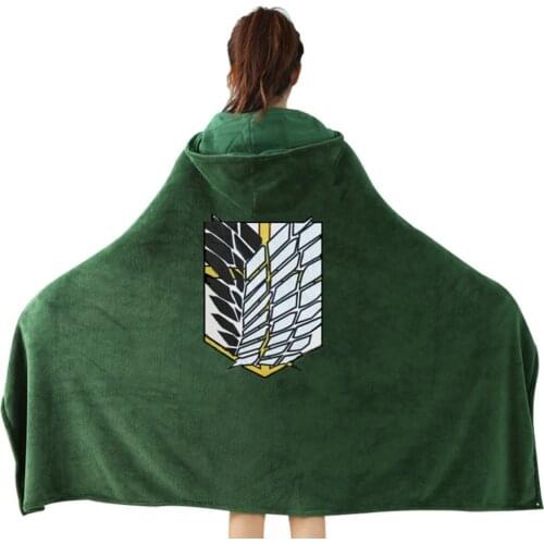NEW Attack on Titan Blanket Cloak Shingeki No Kyojin Survey Corps Cloak Cape Thicken Flannel Cosplay Costume Hoodie