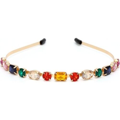 Simple Colored Resin Gemstone Headband Cool Glass Crystal Tuinga Headdress