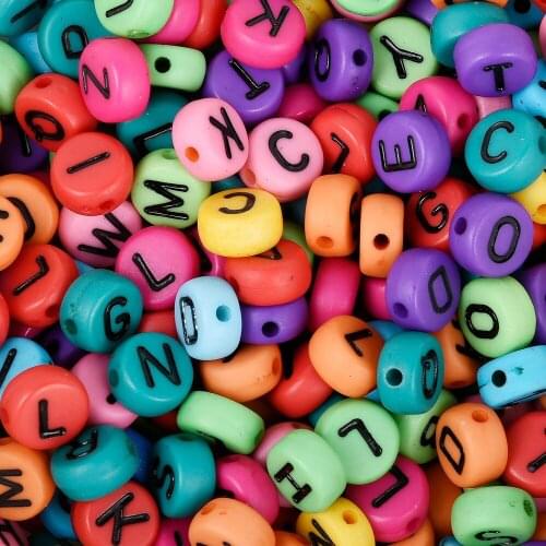 Letter beads multi color around 7mm, 100 pieces mix colors, acrylic letter beads craft beads ABC beads